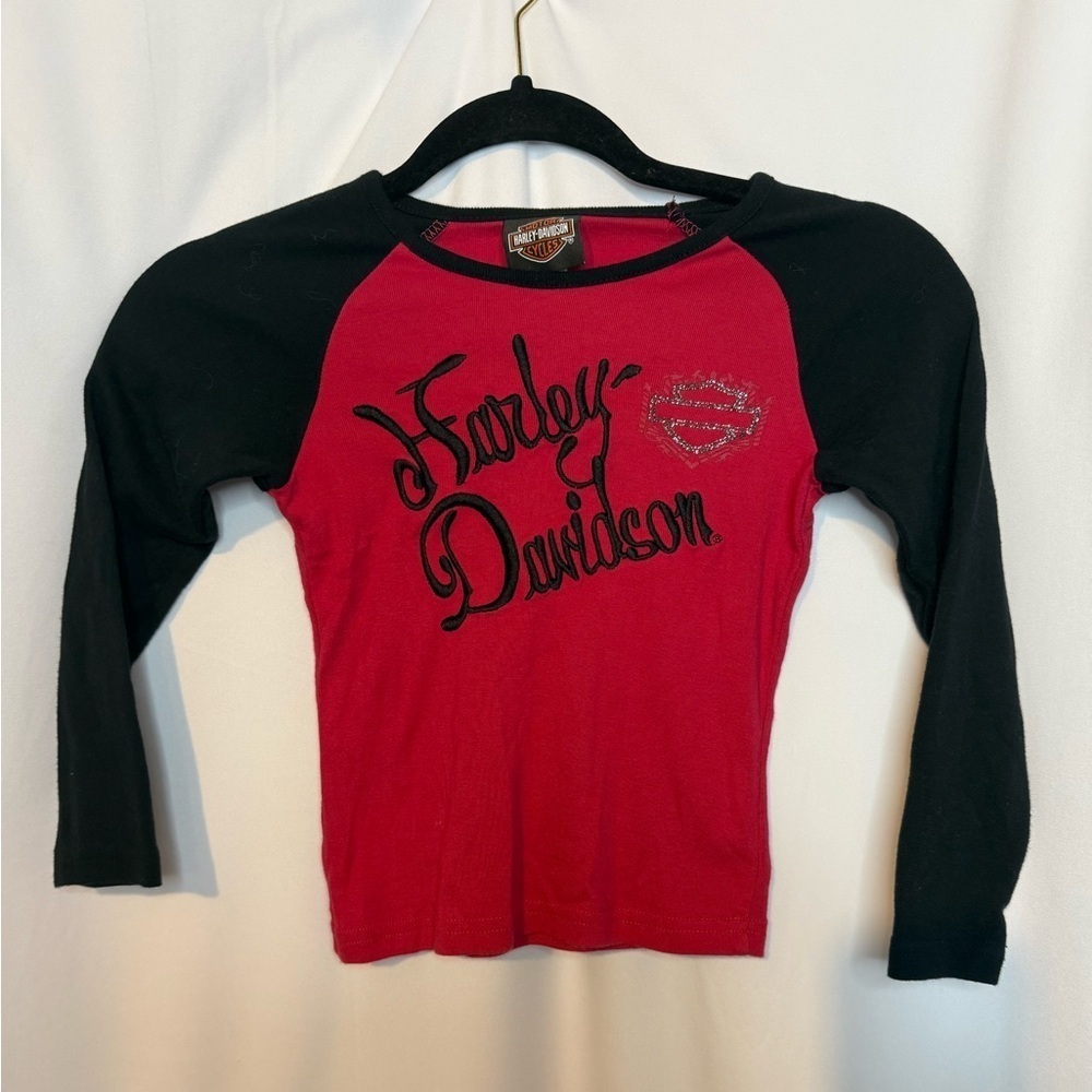 Harley-Davidson Red and Black Long Sleeve Tee